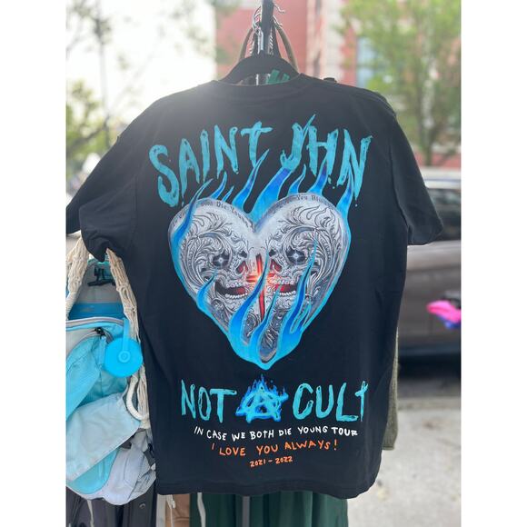 Saint Jhn "In Case We Both Die Young" Tour Tee Chromedd Hearts Teal - Picture 4 of 6